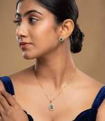 gold-plated sterling silver green teardrop pendant set