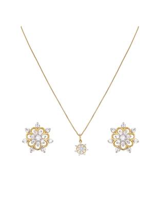 gold-plated sterling silver floral cluster pendant set 2