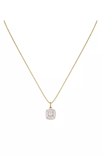 gold-plated sterling silver cushion halo pendant set