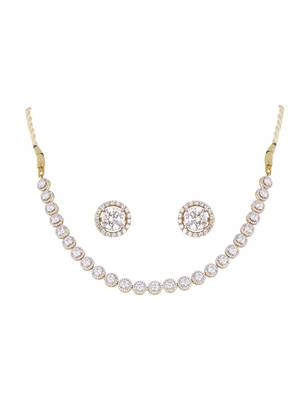 white silver necklace set with gold plated pendant design 2