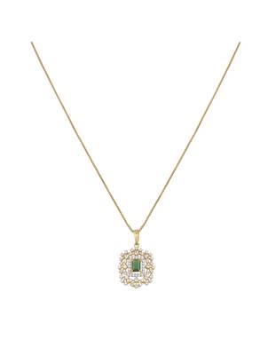 gold-plated sterling silver emerald halo pendant set 3