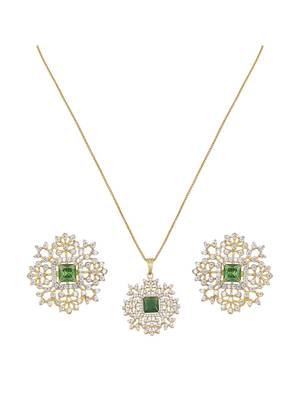 gold-plated sterling silver green halo pendant set 2