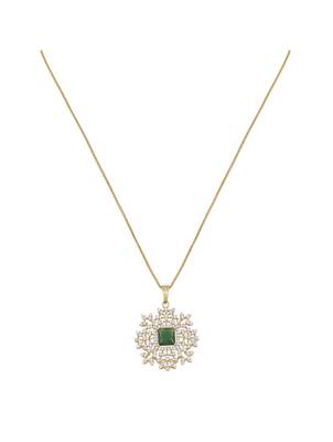 gold-plated sterling silver green halo pendant set 3