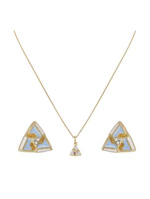 gold-plated sterling silver triangle pendant set 2