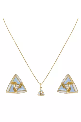 gold-plated sterling silver triangle pendant set