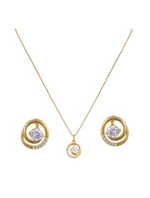 gold-plated sterling silver double halo pendant set 2