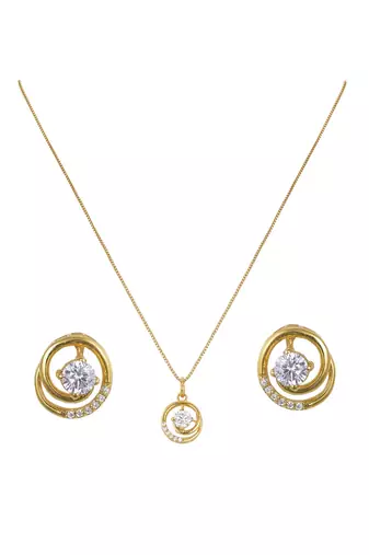 gold-plated sterling silver double halo pendant set