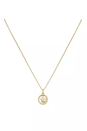 gold-plated sterling silver double halo pendant set