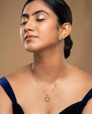 gold-plated sterling silver double halo pendant set 1