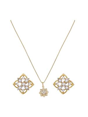 gold-plated sterling silver floral star pendant set 2