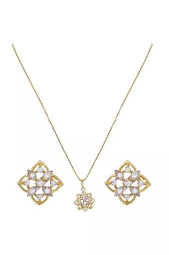gold-plated sterling silver floral star pendant set