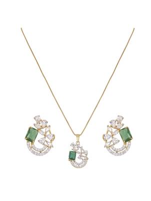 gold-plated sterling silver green stone swirl pendant set 2