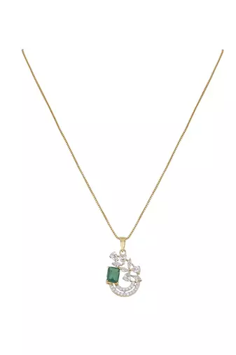 gold-plated sterling silver green stone swirl pendant set