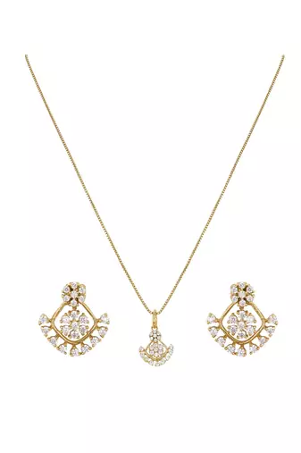 gold-plated sterling silver kundan paisley pendant set