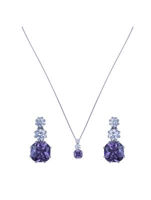 silver-plated sterling silver purple drop pendant set 2