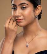 Silver plated blue stone pendant necklace set in sterling silver