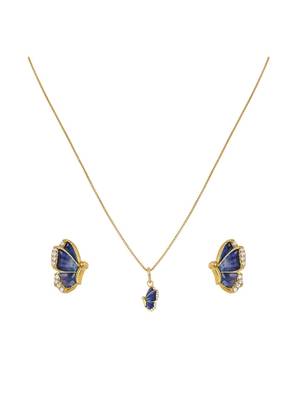 gold-plated sterling silver blue abstract pendant set 2