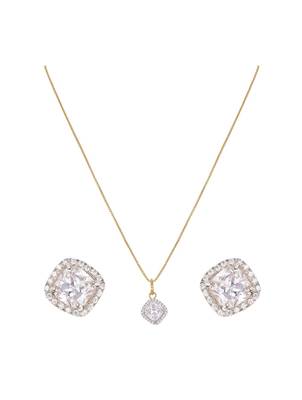 gold-plated sterling silver solitaire cluster pendant set 2
