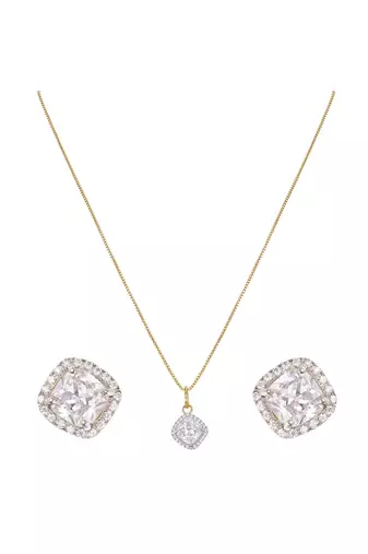 gold-plated sterling silver solitaire cluster pendant set