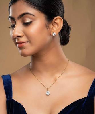 gold-plated sterling silver solitaire cluster pendant set 1