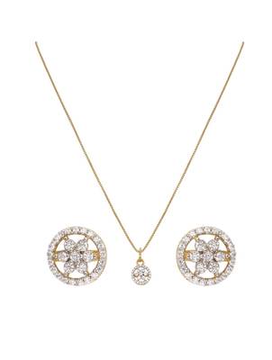 gold-plated sterling silver round halo pendant set 2