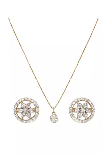 gold-plated sterling silver round halo pendant set