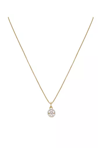 gold-plated sterling silver round halo pendant set