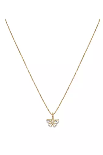 gold-plated sterling silver crystal butterfly pendant set