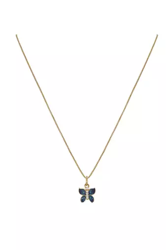 gold-plated sterling silver blue butterfly pendant set