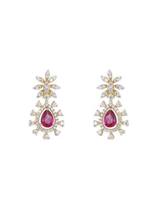 gold-plated sterling silver pink stone pendant set 2