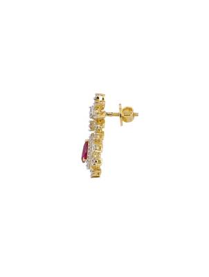gold-plated sterling silver pink stone pendant set 4