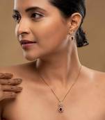 gold-plated sterling silver pink stone pendant set