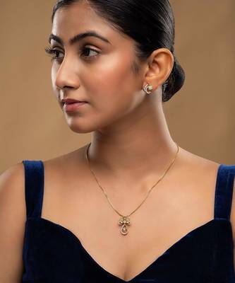 gold-plated sterling silver floral teardrop pendant set 2