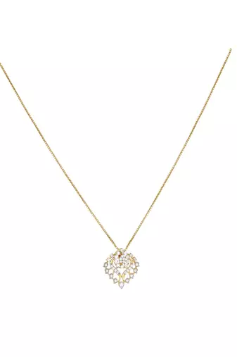 gold plated layered floral drop pendant set