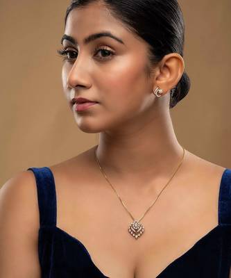 gold plated layered floral drop pendant set 1