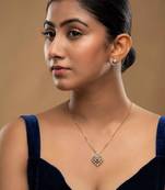 gold plated layered floral drop pendant set