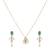 Gold plated green stone pendant necklace set in sterling silver