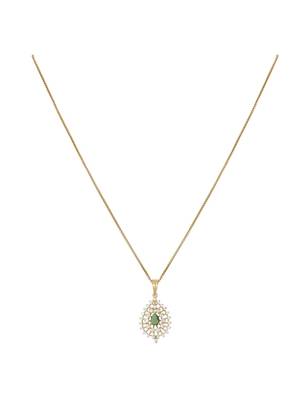 gold plated teardrop halo green stone pendant 1