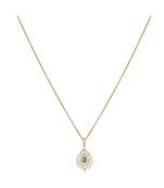 gold plated teardrop halo green stone pendant