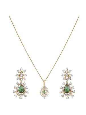 gold plated teardrop halo green stone pendant 3
