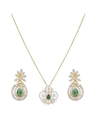 rose gold sterling silver green stone pendant set 1