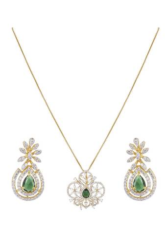 Rose gold green stone pendant necklace set in sterling silver