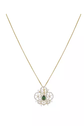 rose gold sterling silver green stone pendant set