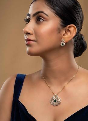 rose gold sterling silver green stone pendant set 3