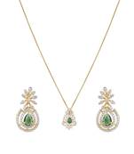 gold plated sterling silver green stone pendant set