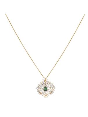 green stone necklace set with gold plated styling 2