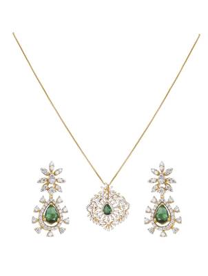 green stone necklace set with gold plated styling 3