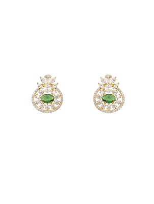 gold plated green stone pendant necklace with earrings 3