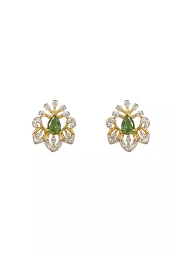 green stone pendant set with gold plated finish