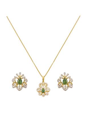 green stone pendant set with gold plated finish 4